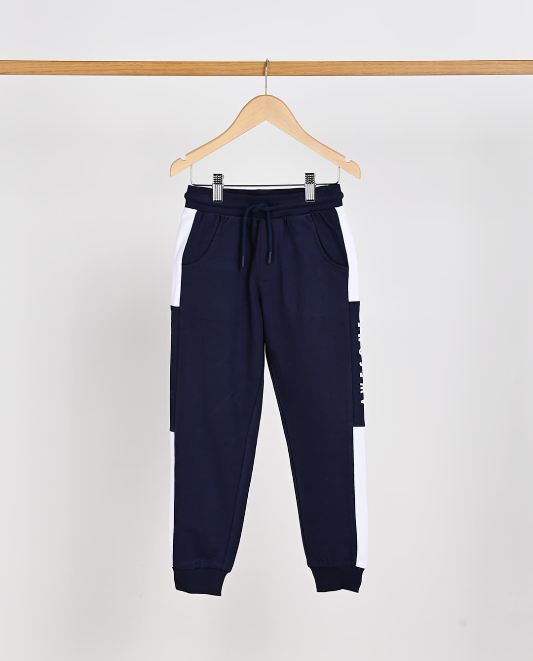 Babies & more Solid Jogger With Awesome Side Seam Stripe Blue