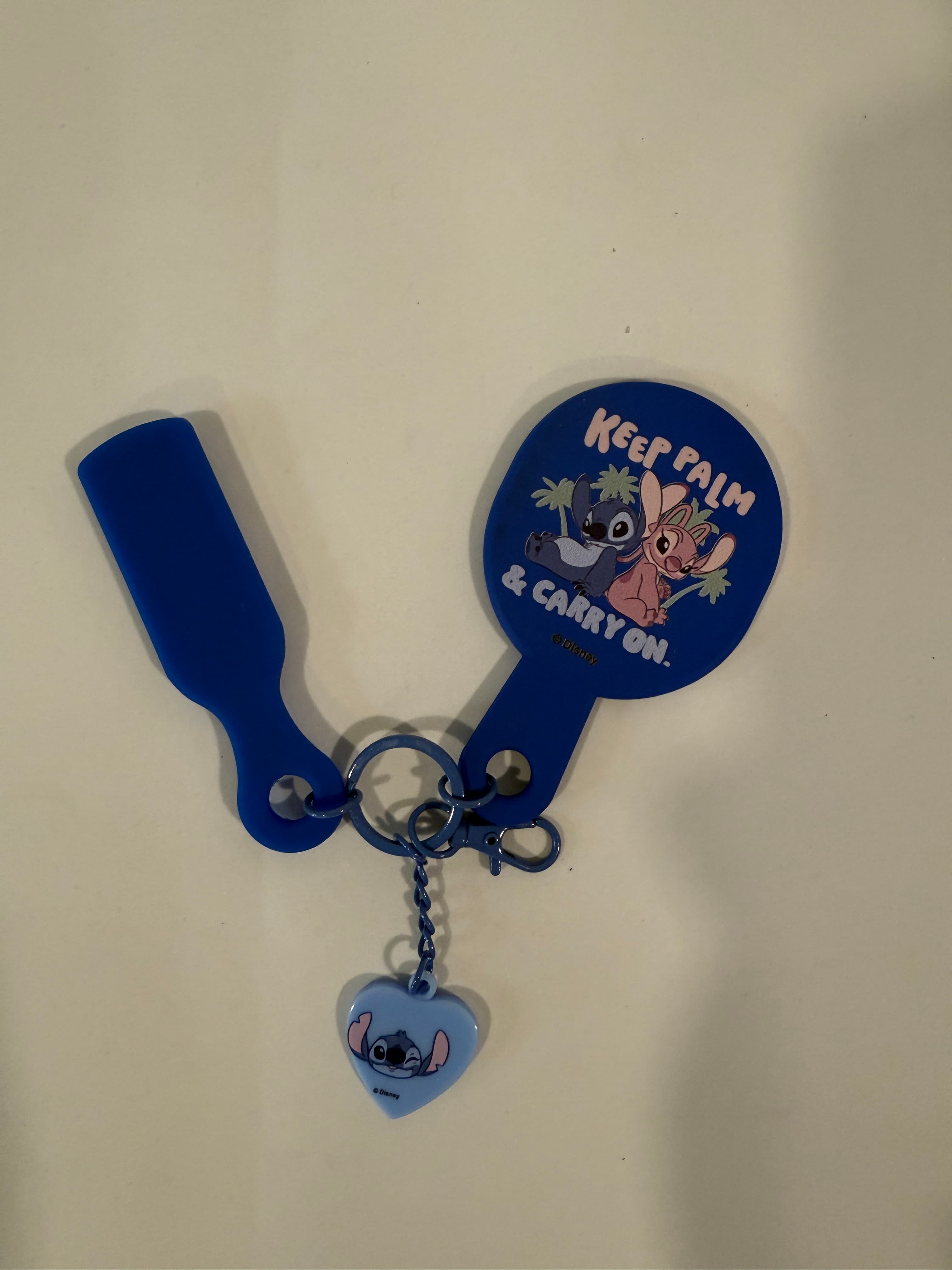 Disney Stitch Mini Mirror With Brush Keychain