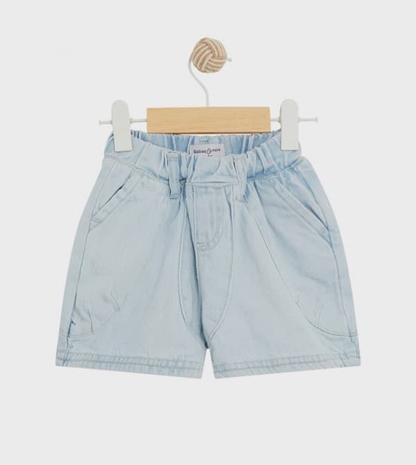 Girls Shorts- Solid Print- Blue Color