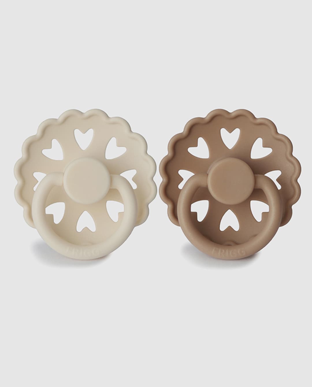 Frigg Fairytale Silicone Baby Pacifier 6-18M 2-Pack Cream/Silky Satin - Size 2