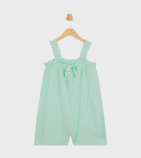 Green Sleeveless Playsuit For Toddler Girls