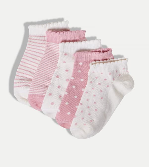 5Pack Girls Fashion Ankle Socks Non-Terry